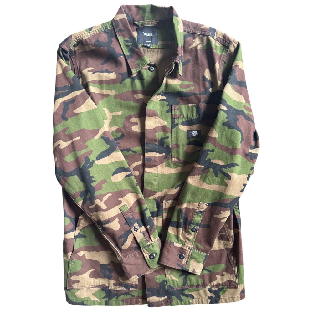 Vans Mens Classic Fit Woodland Camo Chore Coat Jacket Green Brown Large